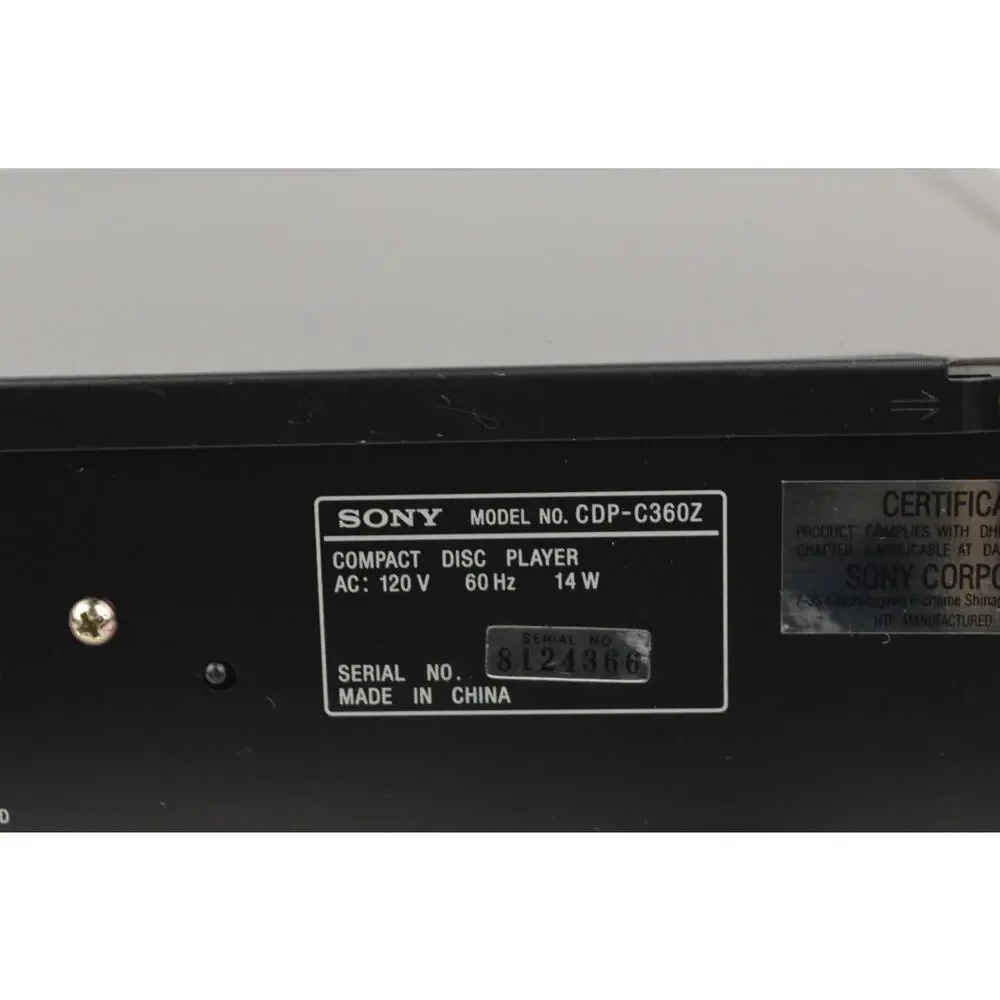 Sony CDP-C360Z 5 Disc CD Changer Player Carousel Storage Deck